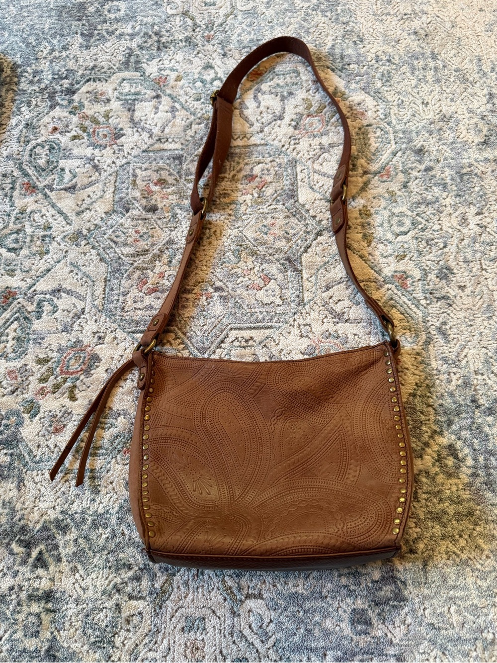 The Sak Silver Lake Crossbody Bag Embossed Paisley Studded Boho